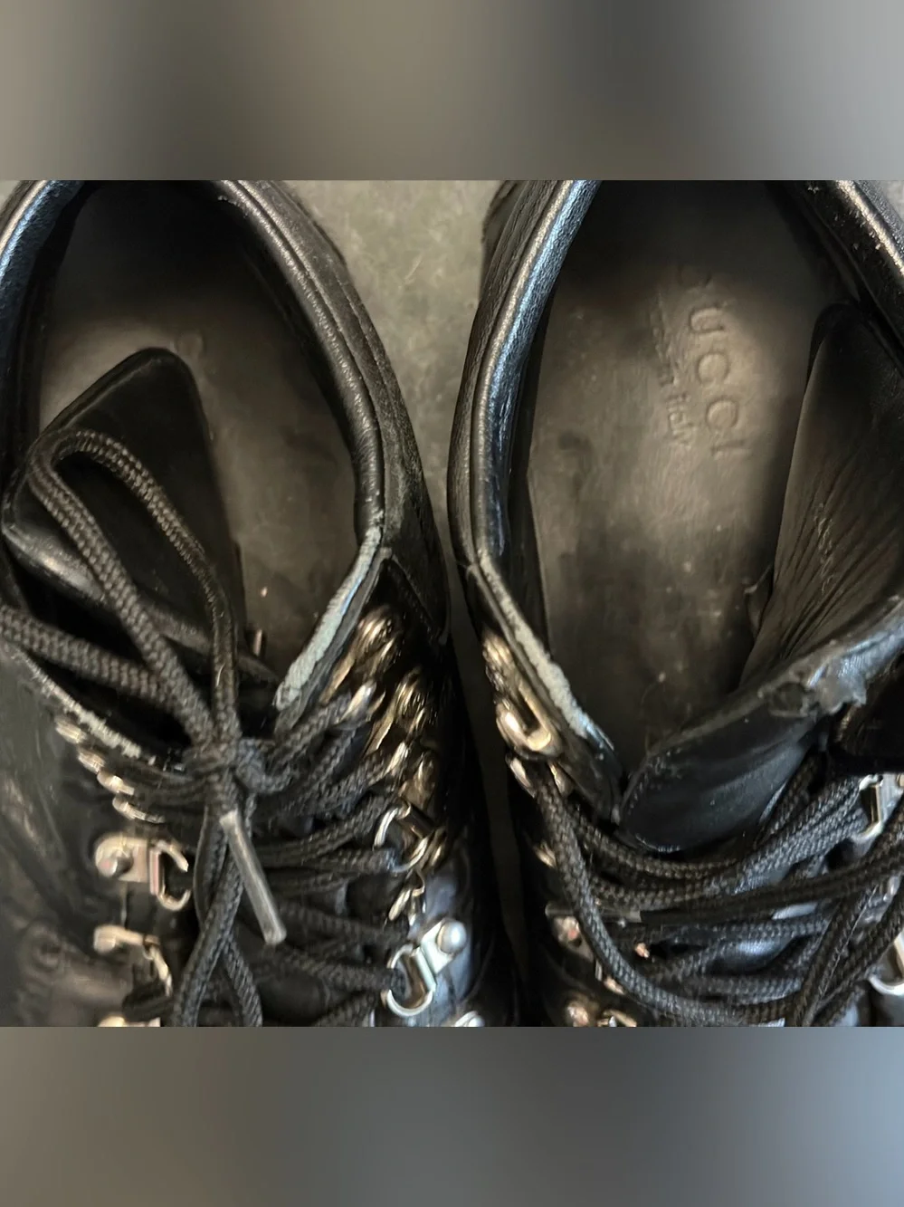 Gucci Black Embossed Leather High-Top Boots